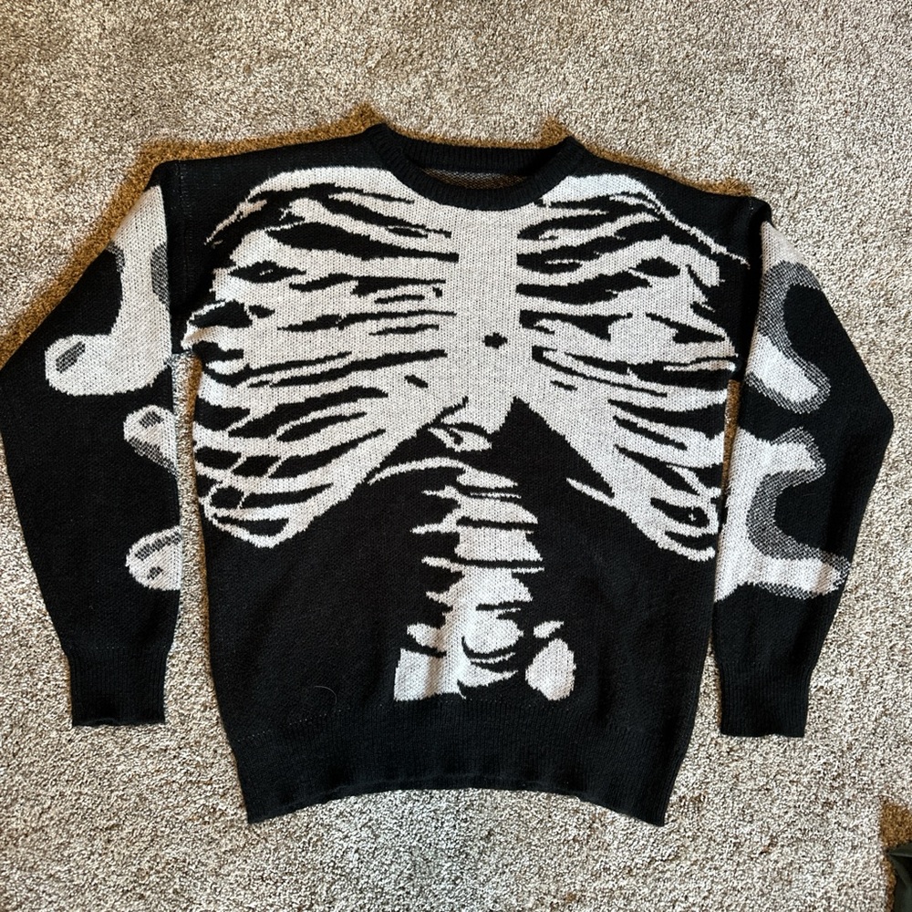 Black and White Skeleton Sweater